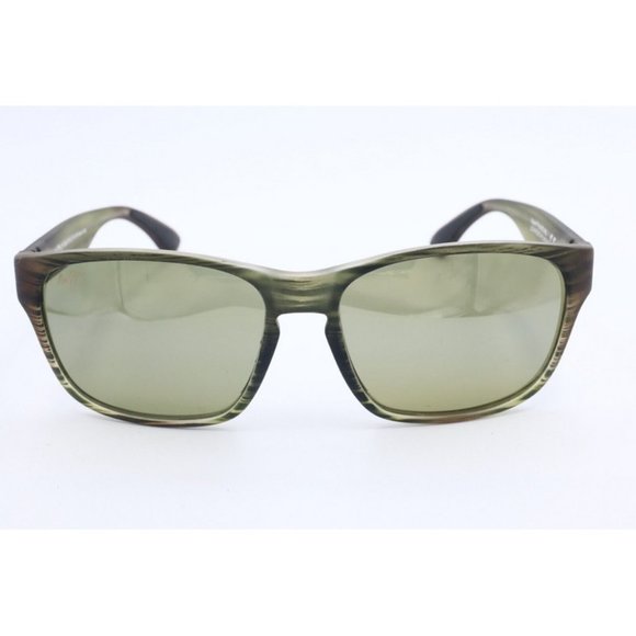 Maui Jim MIXED PLATE MJ 721-15MR Woodgrain Square Sunglasses Green Lenses 58mm - Picture 2 of 7